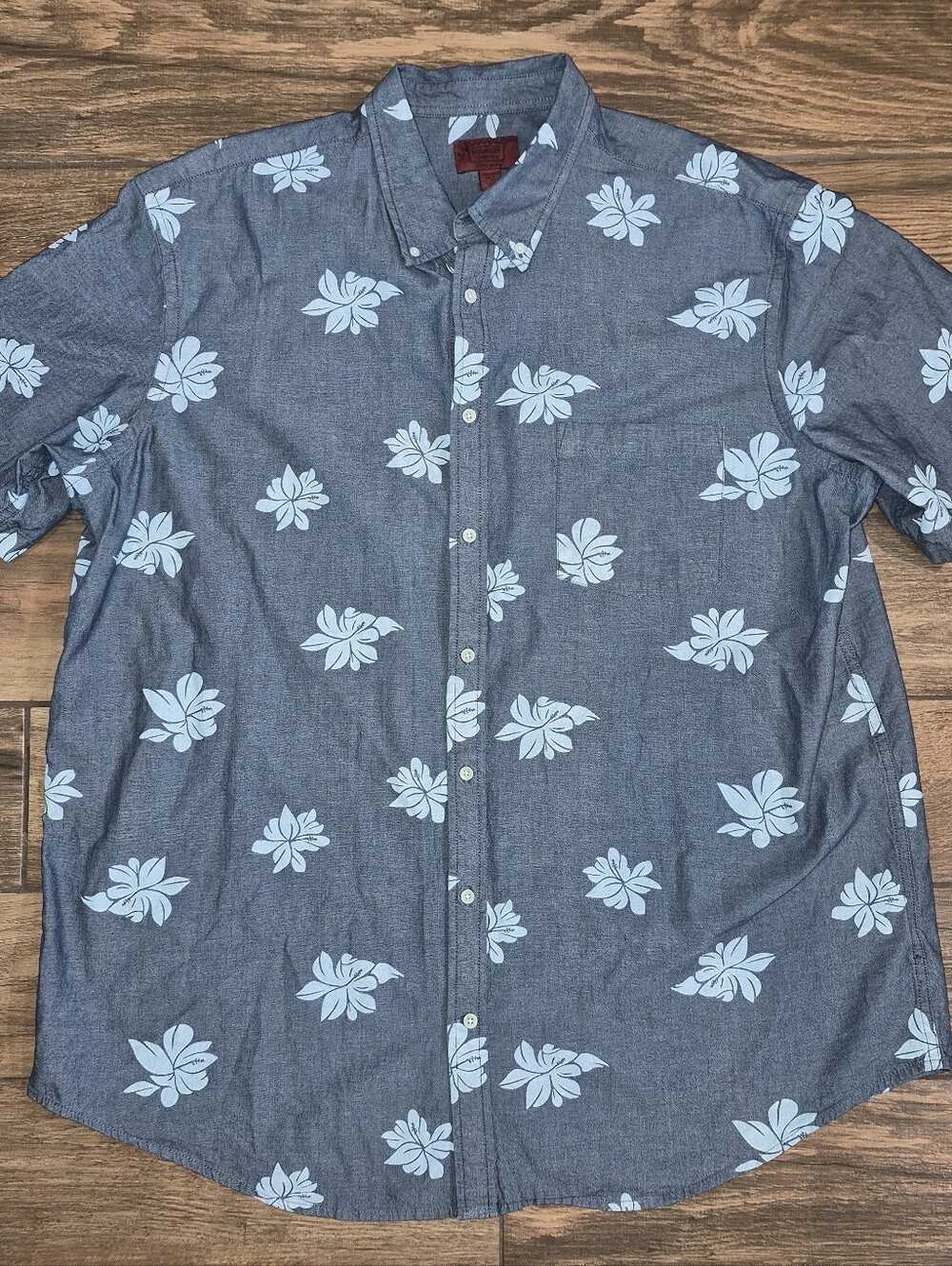 Men's Blue Floral Button-Down Shirt